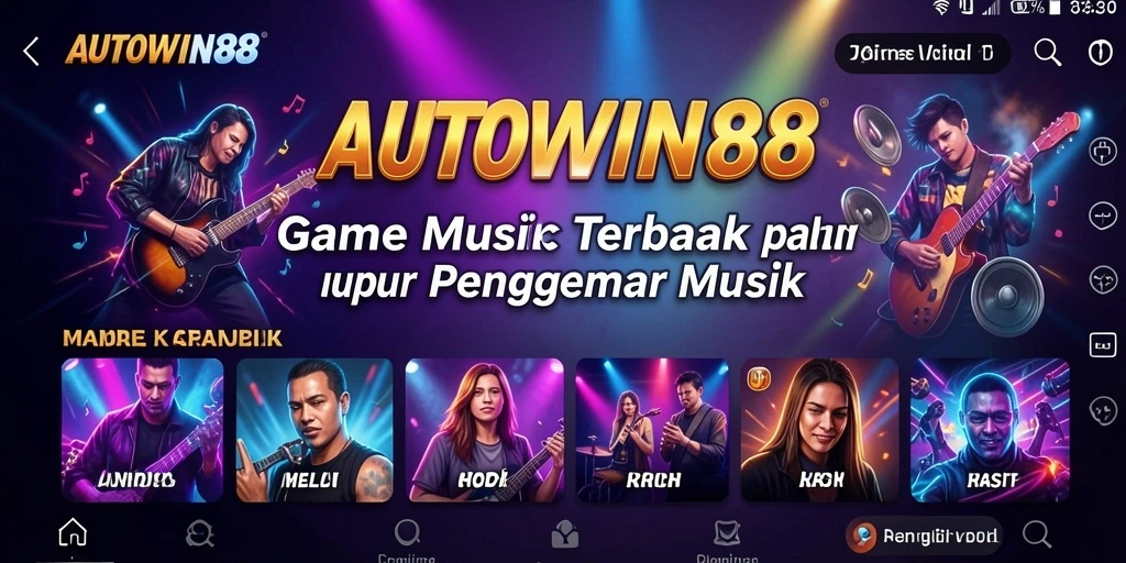 Tampilan gameplay interaktif AUTOWIN88 dengan berbagai lagu.