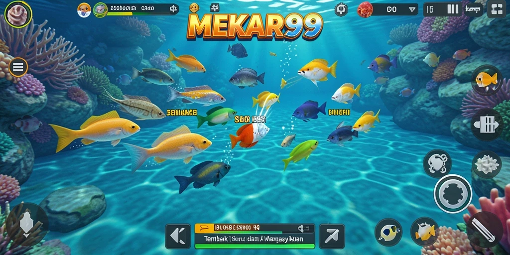 Gameplay seru dalam MEKAR99, menangkap ikan dengan senjata.