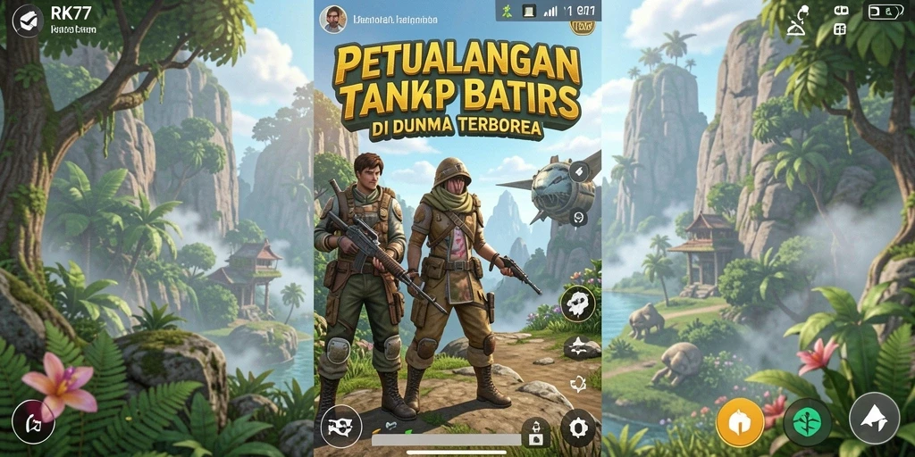 Screenshot menunjukkan pemain menjelajahi dunia luas RK77.