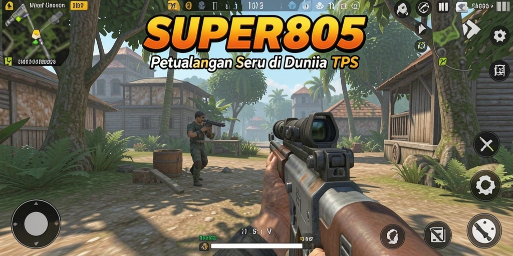 Gameplay SUPER805 yang penuh aksi di dunia TPS.